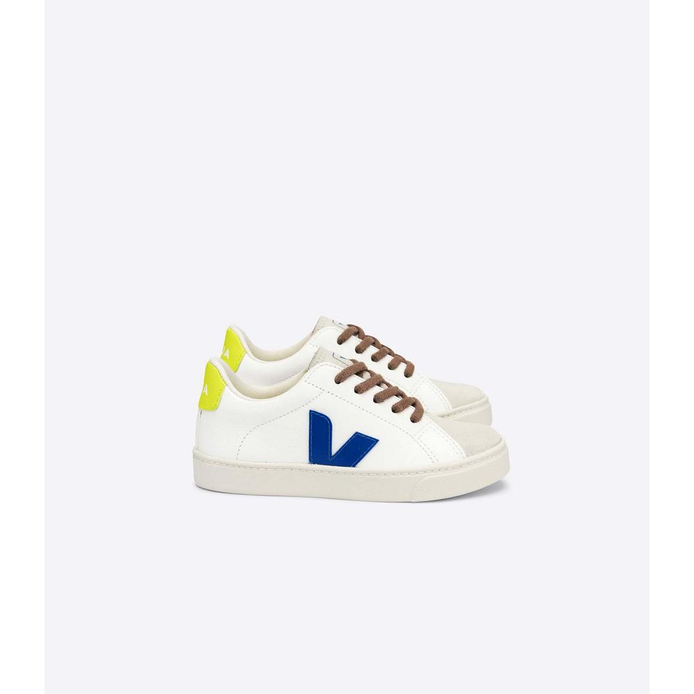 White/Blue Kids\' Veja ESPLAR LACES CHROMEFREE Shoes | AU 733ILH